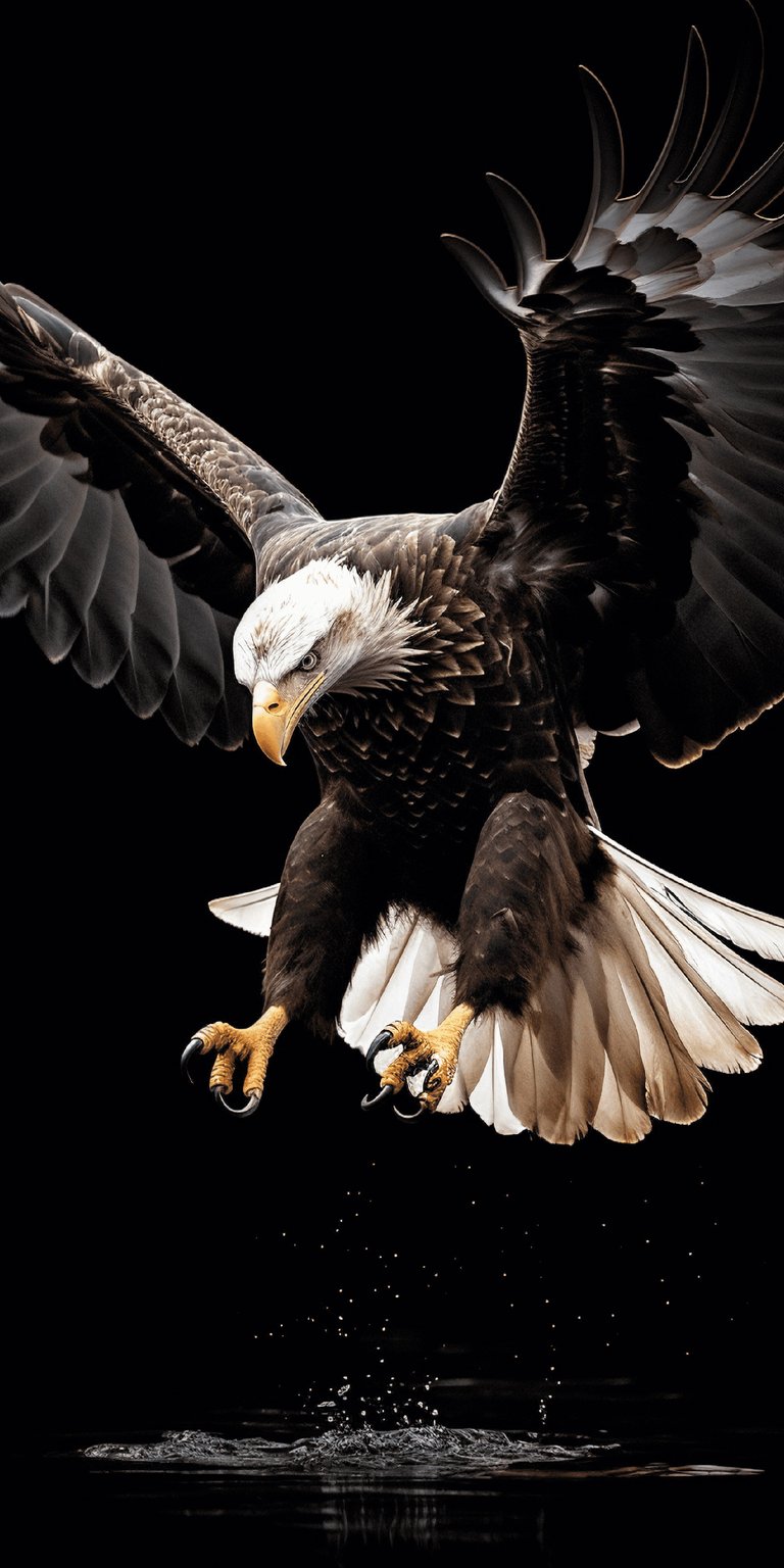 Bald eagle catching a fish while flying wallpaper HD mobile