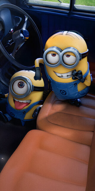 Minions driving a car wallpaper iPhone