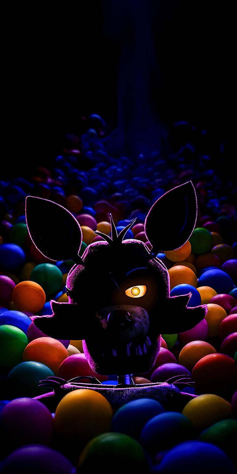 This iPhone wallpaper displays an iPhone lock screen featuring a character Foxy.