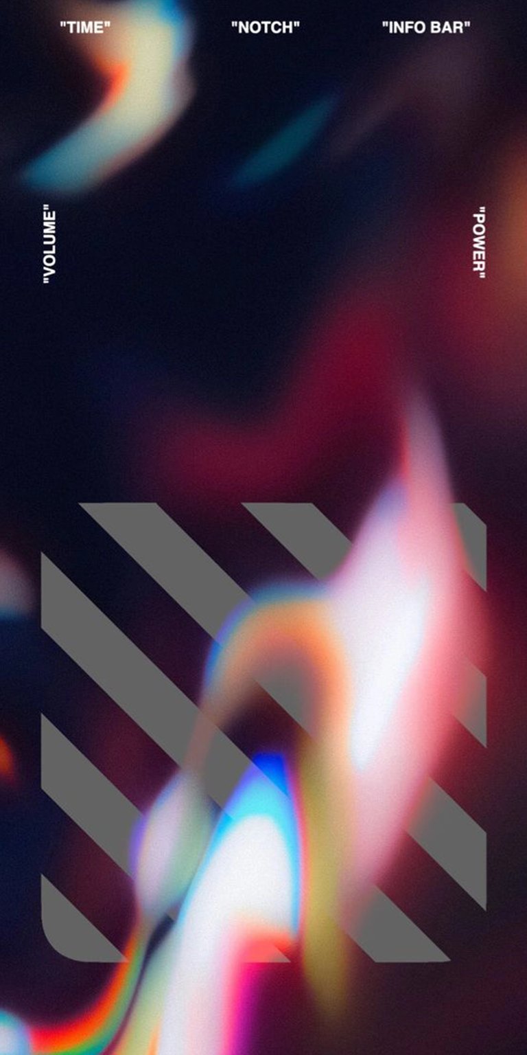 This 4K wallpaper features a vibrant iPhone lockscreen with a striped pattern and a blurred light effect. Get this stunning wallpaper for your iPhone, showcasing the digital time and icon labels like 'Time' and 'Volume'.