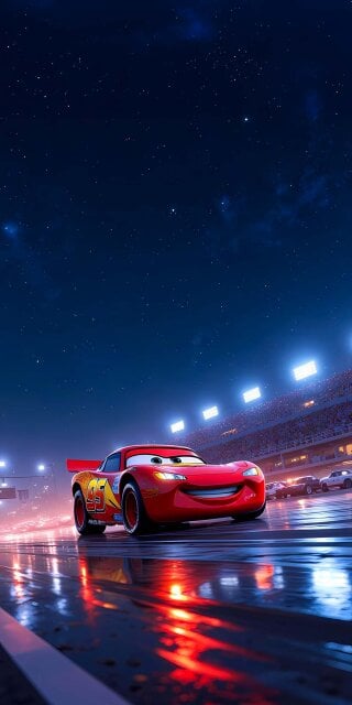 Lightning McQueen at night Wallpaper 4k