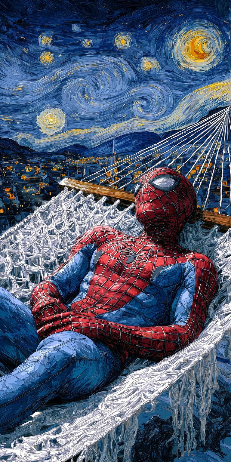 Spiderman van Gogh art wallpaper HD iPhone