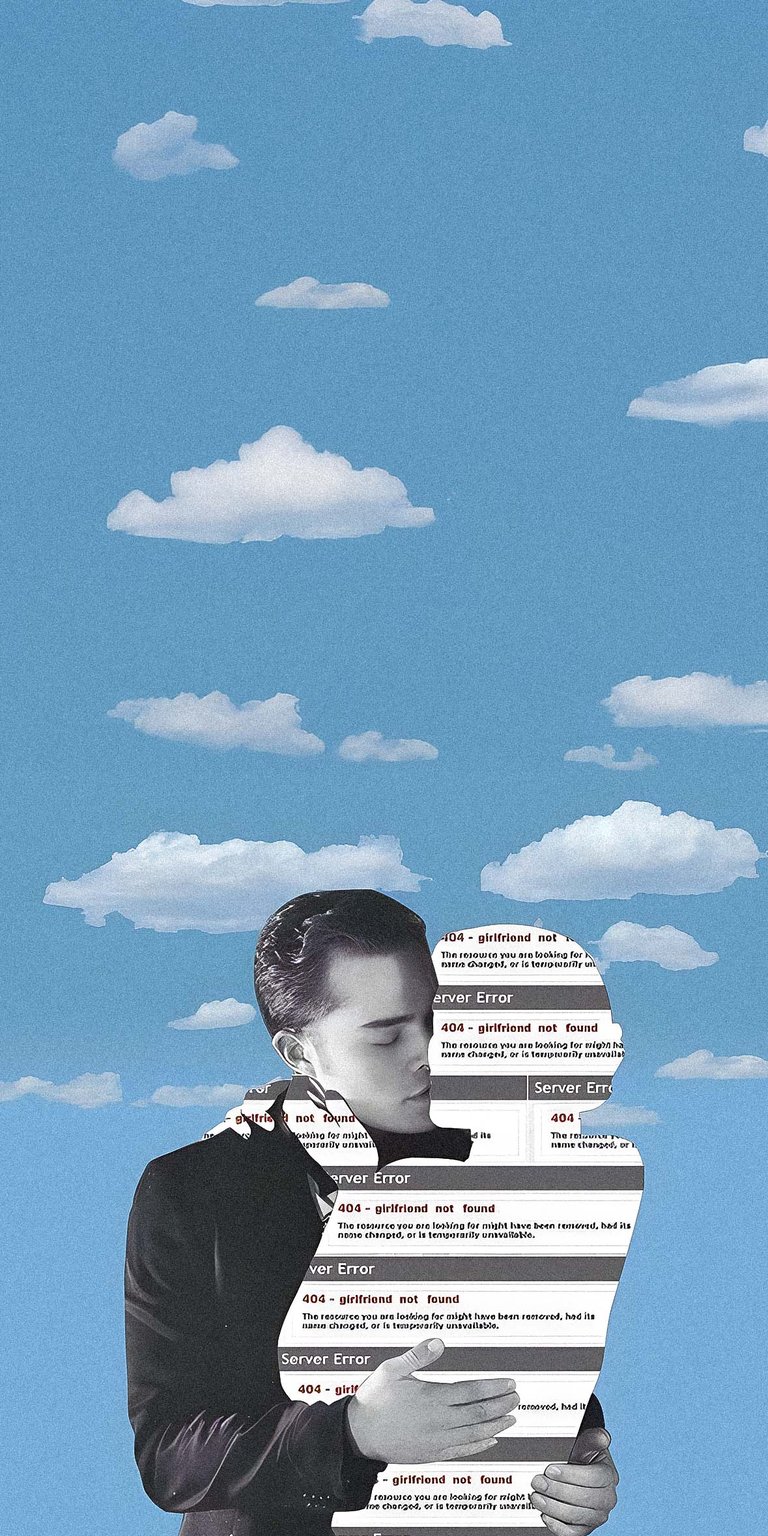 Error 404 girlfriend not found with blue sky background wallpaper
