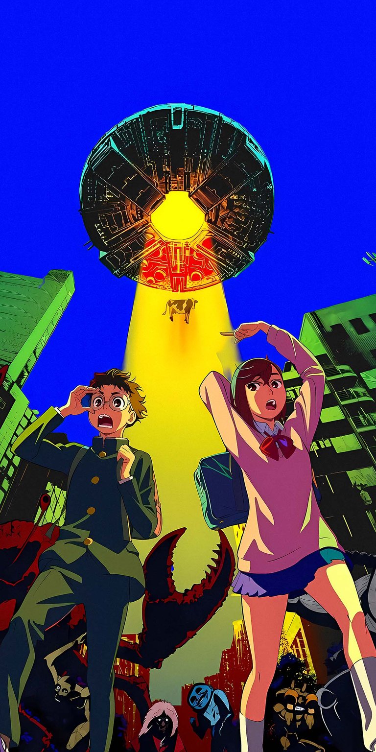 Ken Takakura and Momo Ayase alien invasion wallpaper 4k iPhone