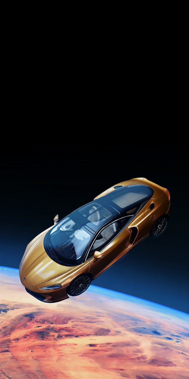 Car in space 3D wallpaper for iPhone