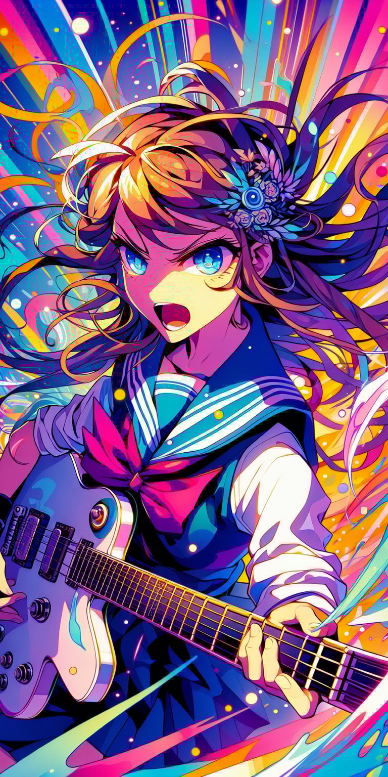 Girl & electric guitar wallpaper iPhone