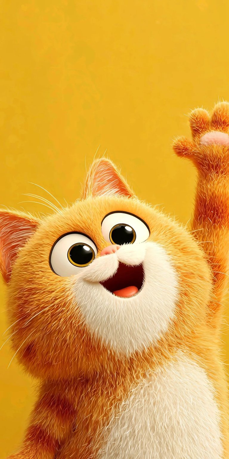 Happy cartoon cat iPhone wallpaper HD
