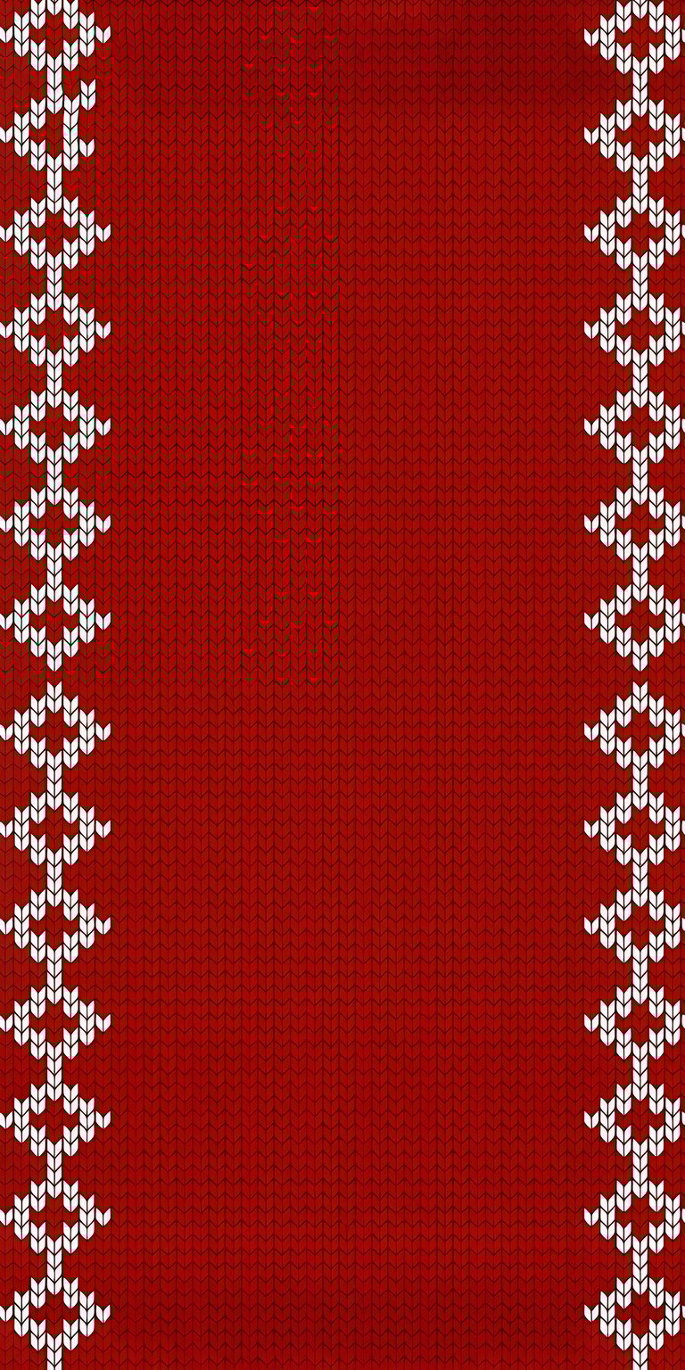 Embrace the warmth of the season with this high-definition "Ugly Christmas Sweater" digital textile. Featuring classic white Nordic knit patterns on a vibrant festive red background, this wallpaper provides a cozy, tactile feel to your device. Ideal for a traditional and cheerful holiday look.