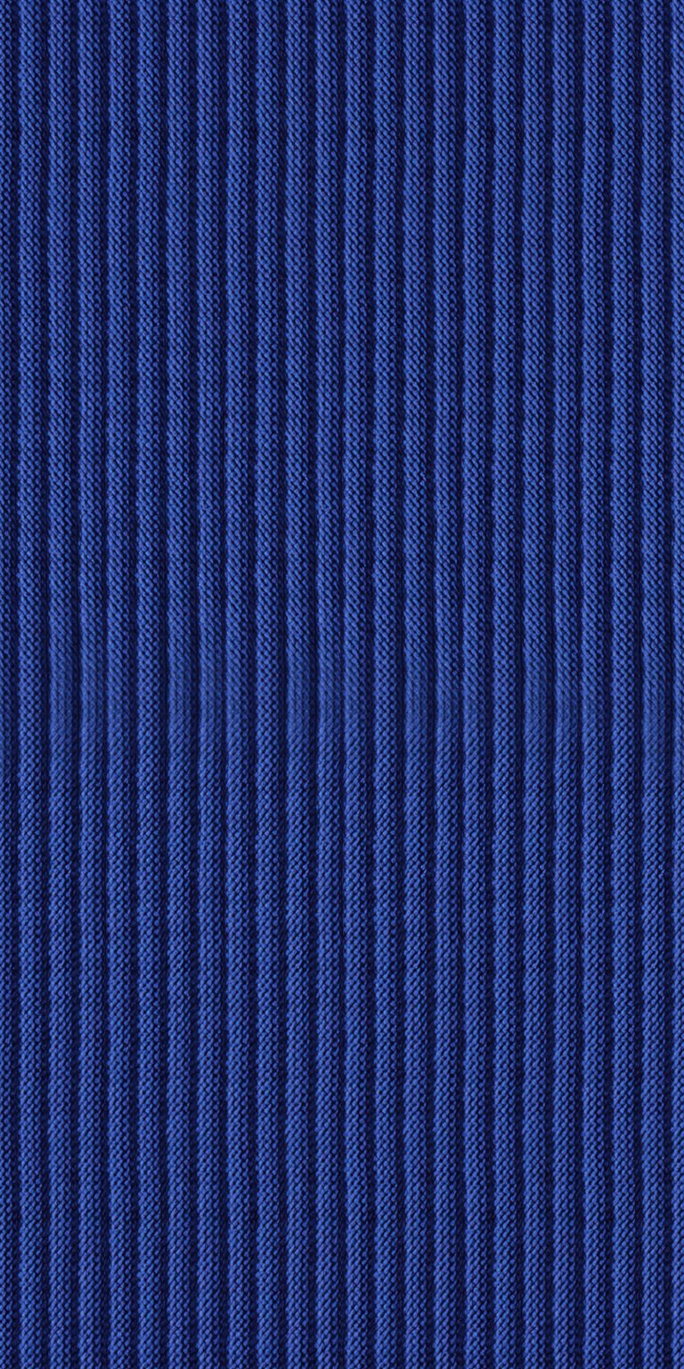 A minimalist yet dynamic wallpaper featuring a deep blue, corduroy-like ribbed texture with spatial effects that make the clock appear layered. Perfect for a clean, modern aesthetic and users who prefer a tidy, sophisticated look.