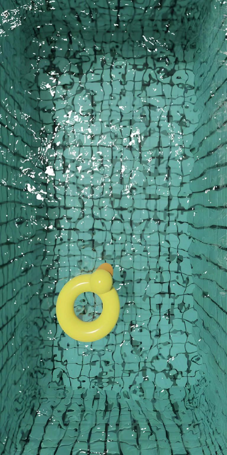 Download this vibrant yellow duck 4K wallpaper for your iPhone, displaying a playful scene with rippling water and a grid-tiled pool. This wallpaper is perfect for adding a cheerful touch to your device.