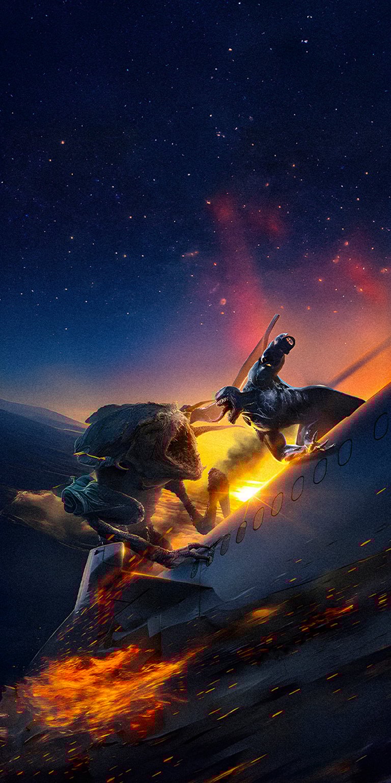 Venom fight on the plane scene wallpaper