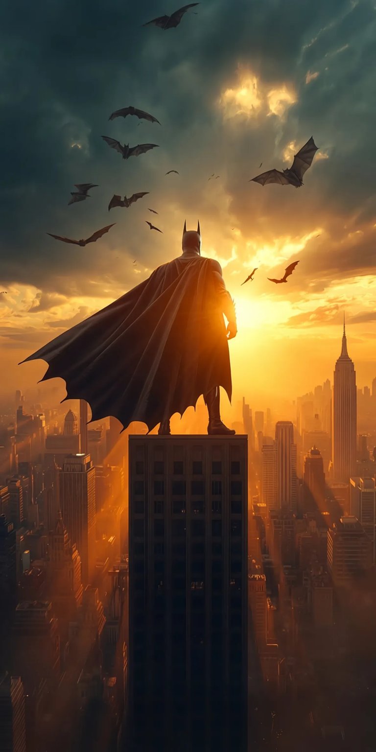 Batman on top of building wallpaper for iPhone HD