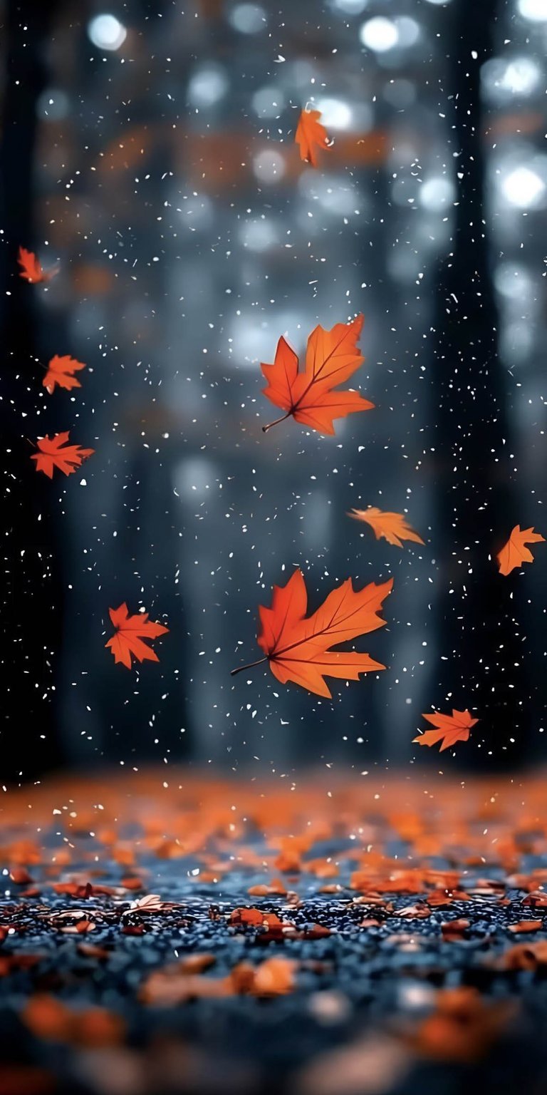 This Aesthetic wallpapers design features golden maple leaves swirling through a sun-drenched forest for your iPhone. The high-quality wallpaper highlights warm orange tones, sparkling light particles, and a soft blurred background to create a cozy fall atmosphere.