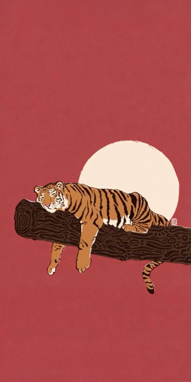 Tiger sleeping art iPhone wallpaper 4K