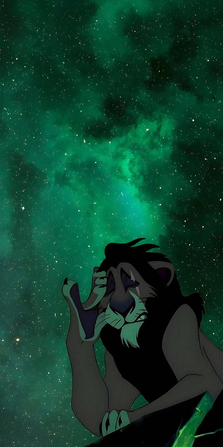 Scar lion in the night sky wallpaper in 4k