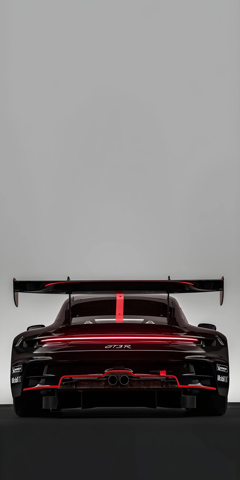 Capture the raw power of the track with this aggressive rear view of the Porsche 911 GT3 RS. Showcasing the massive iconic wing and aerodynamic racing design in a bold red and black finish, this high-resolution image is the ultimate choice for automotive enthusiasts and fans of German engineering.