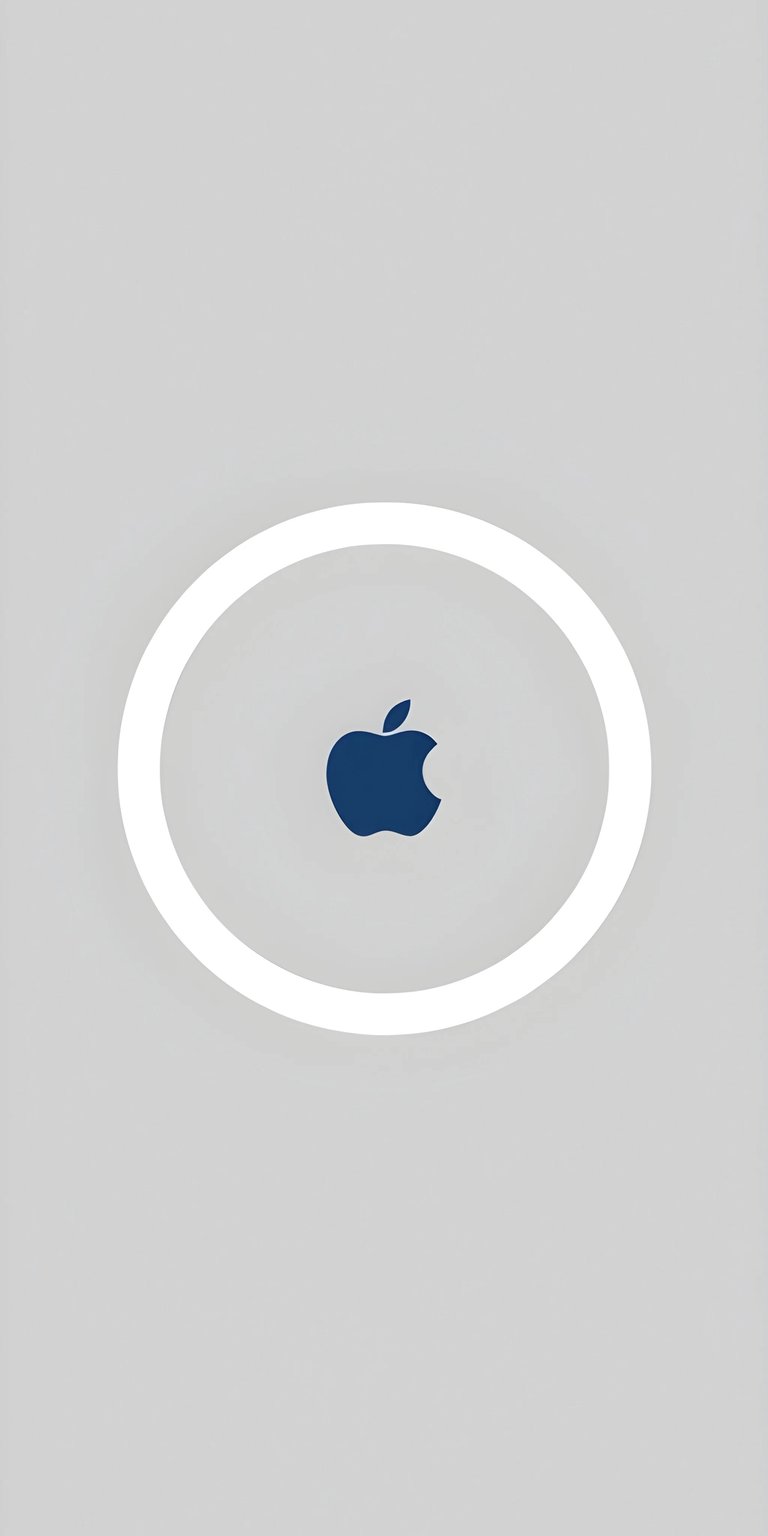 This clean and modern 4K wallpaper features the Apple logo centered within a MagSafe-inspired ring on a sophisticated grey gradient. It is the ultimate minimalist wallpaper for iPhone users who want a sleek, factory-fresh tech look for their device.