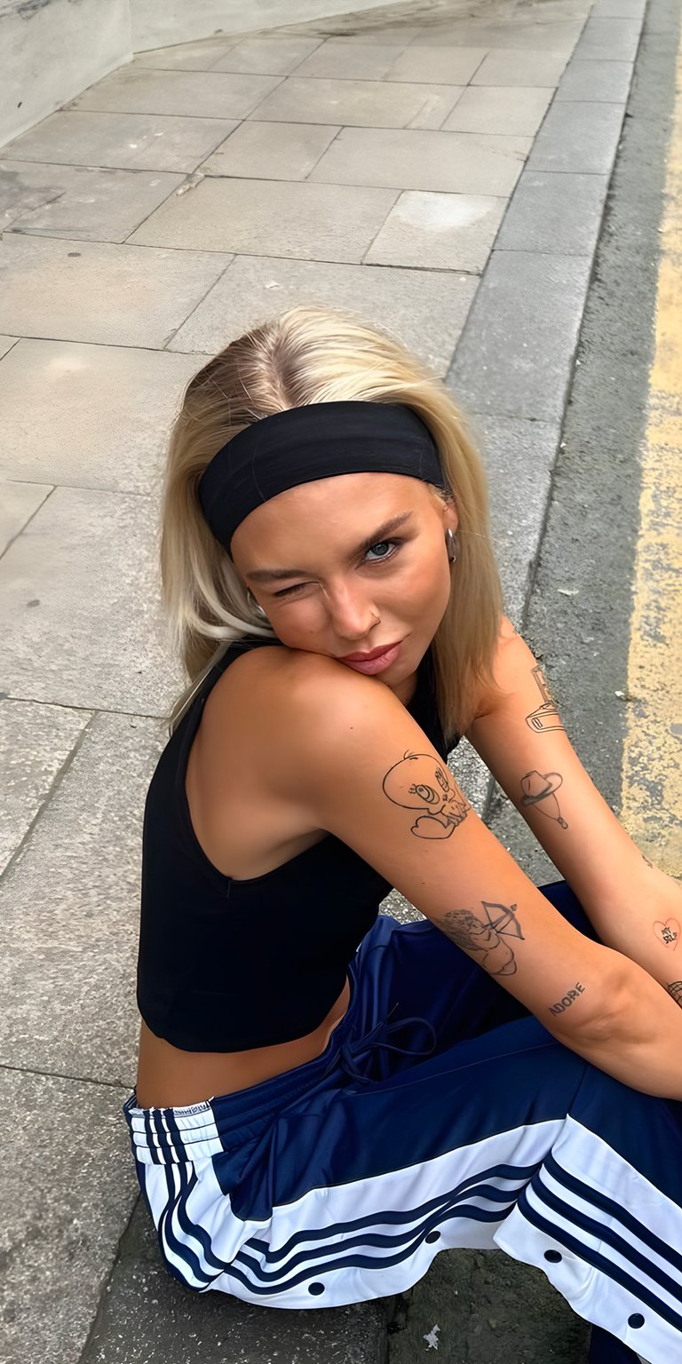 Girl street style on the stairs wallpaper iPhone 4K