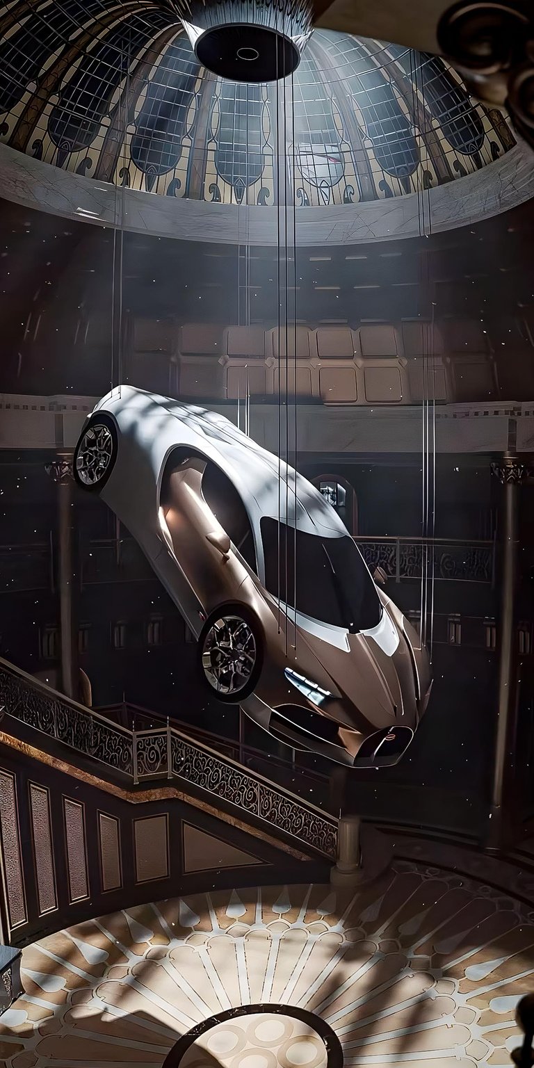 Bugatti Chiron in museum iPhone wallpaper 4K