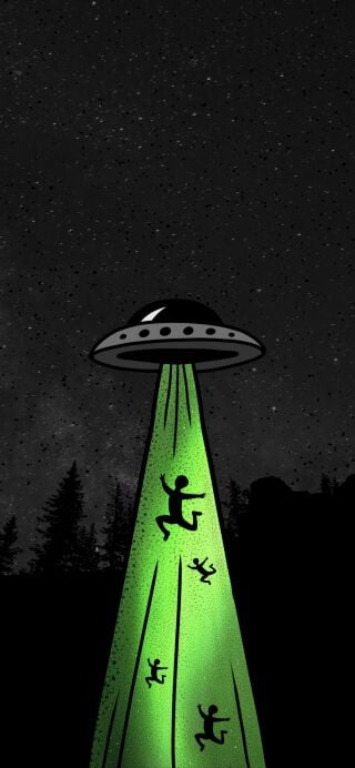UFO spaceship abduction phone wallpaper