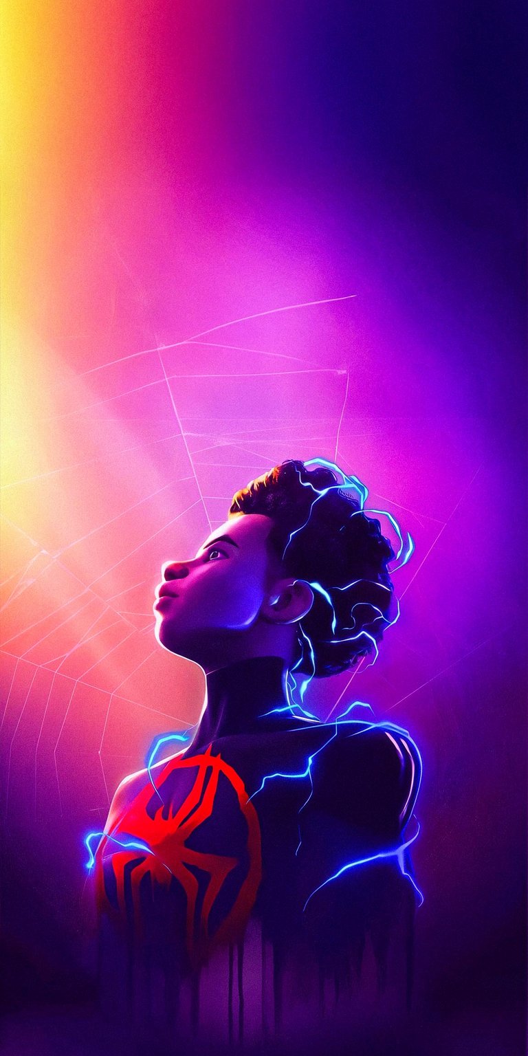 Miles Morales neon lights Wallpaper iPhone HD
