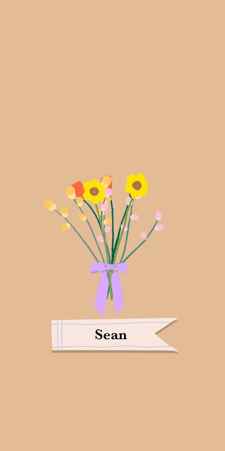 illustration flower yellow daisy fill bouquet label ribbon name sean