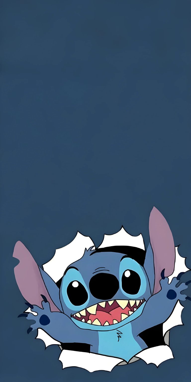 Download this Stitch 4K wallpaper for your iPhone today! This adorable wallpaper features Stitch breaking through a ripped hole, showing off his pointy ears and tiny claws.