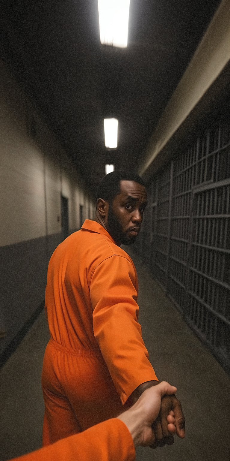 P Diddy holding someone's hand inside the prison wallpaper 4k iPhone