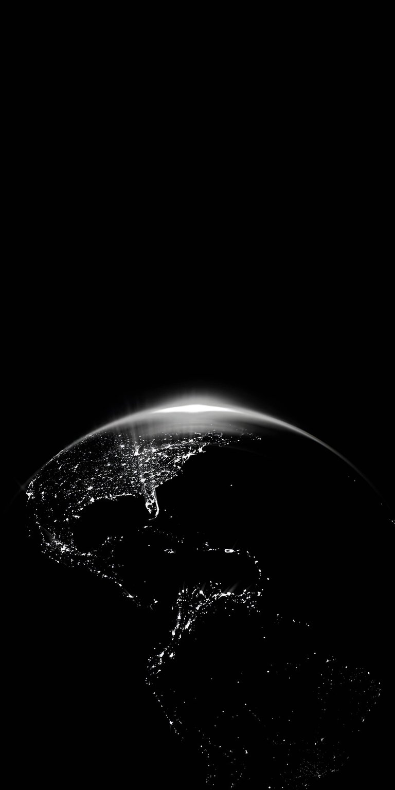 Download this stunning dark Earth horizon 4K wallpaper featuring city lights and a minimalist space aesthetic. This mobile wallpaper is perfectly optimized for iPhone displays to show off deep blacks and crisp planetary details.