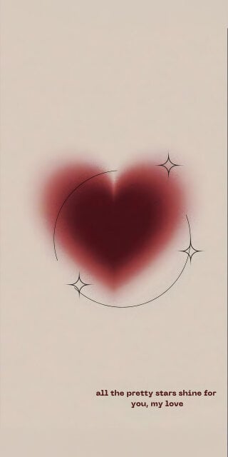 Blurred heart with a script wallpaper