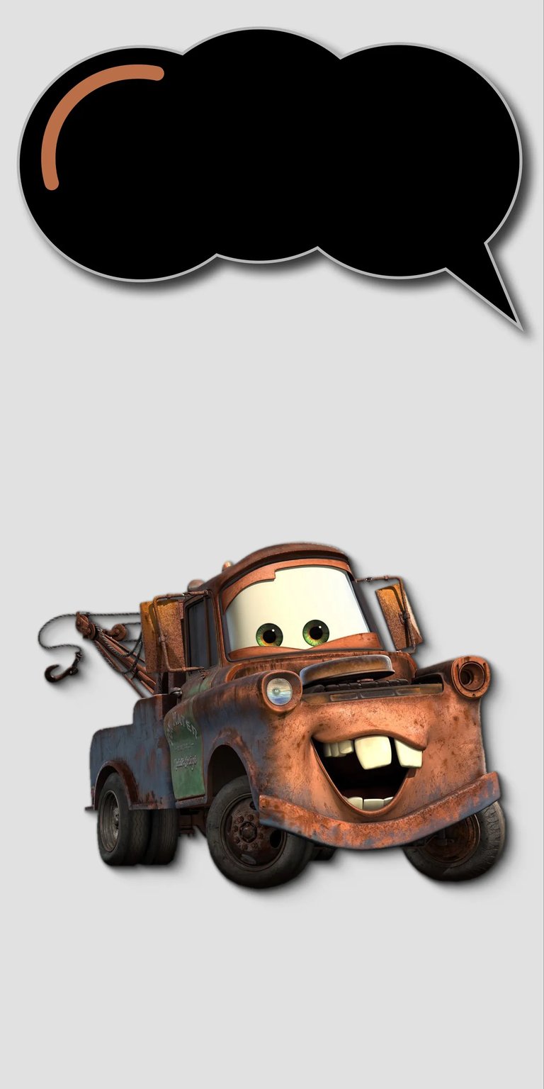 Get this Mater 4K wallpaper for your iPhone, showcasing a rusty tow truck with buck teeth and a speech bubble. This high-definition wallpaper is perfect for any Disney Cars fan.