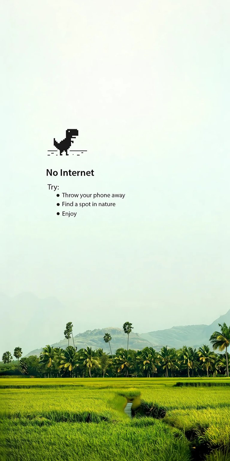 Rice field with palm trees No Internet iPhone wallpaper 4K