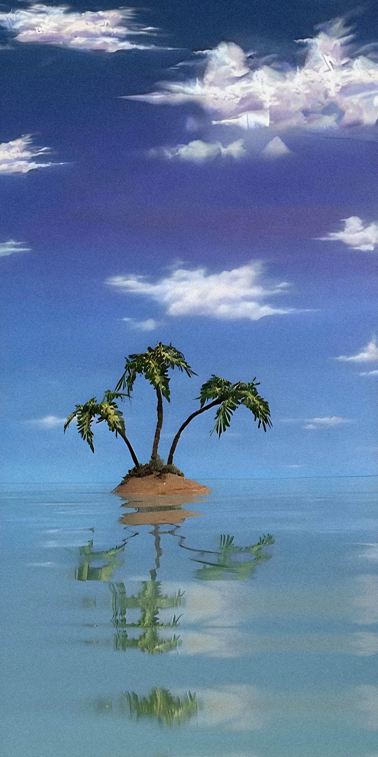 This Aesthetic wallpapers selection features the iconic tropical island from SpongeBob SquarePants with a serene water reflection. Transform your iPhone with this 4K wallpaper that captures a peaceful ocean mood under a soft blue sky with painterly clouds.