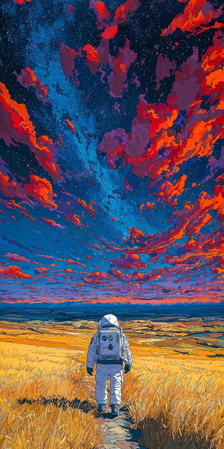 Astronaut explorer in the field wallpaper HD iPhone