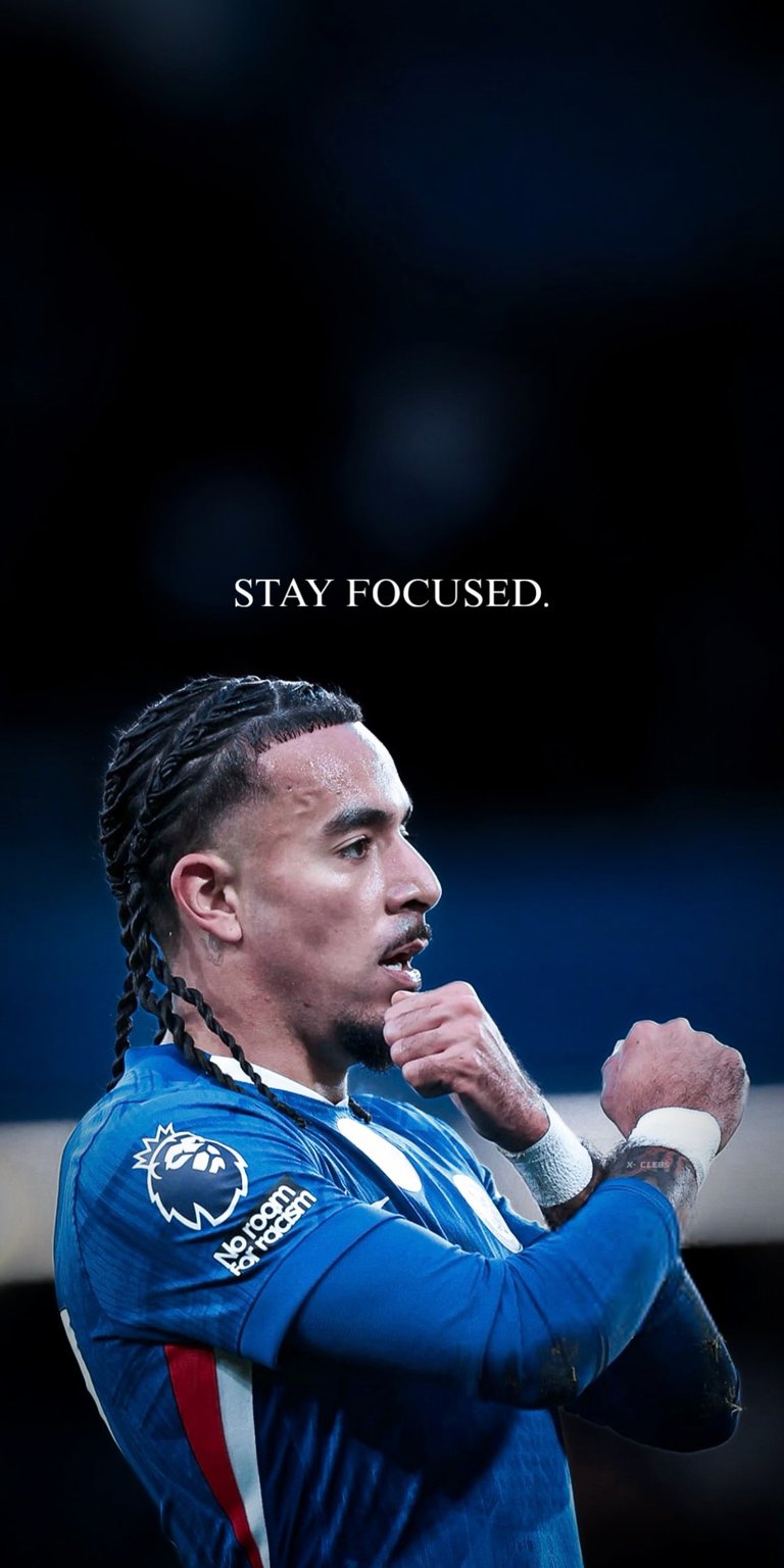 For the football fans, this high-intensity wallpaper features Brighton star Joao Pedro in his Premier League kit. Set against a blurred stadium backdrop with the motivational text "STAY FOCUSED" at the top, this design captures the passion and determination of the game. Perfect for supporters looking to keep their goals in sight.