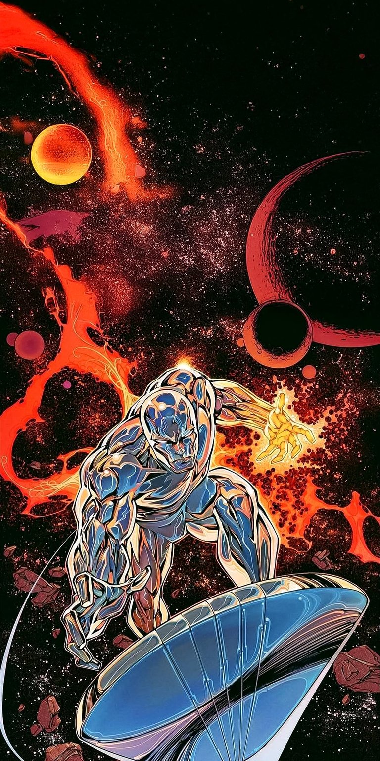 Silver Surfer in space iPhone wallpaper 4K