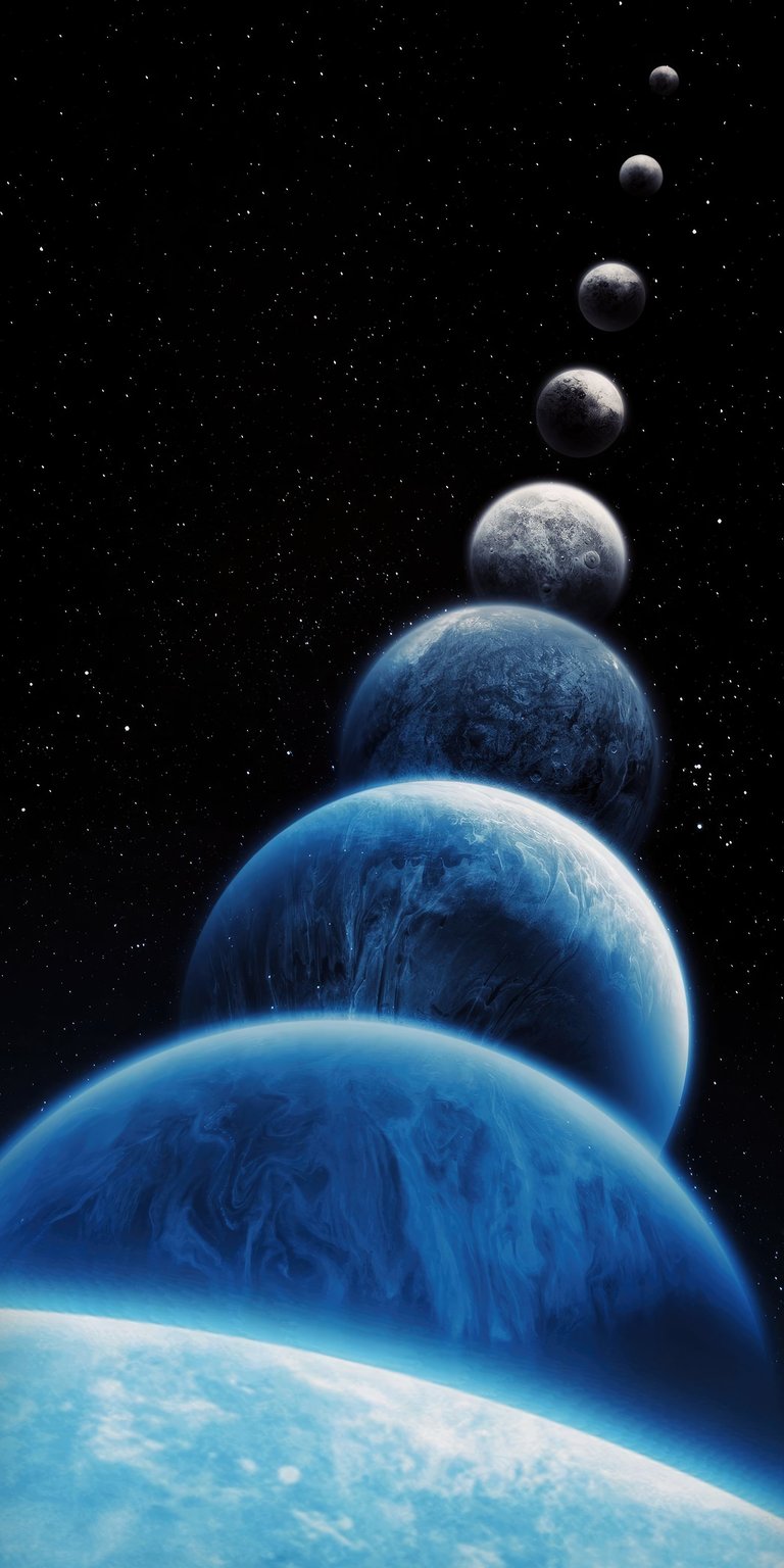 Different planets in one line wallpaper HD mobile