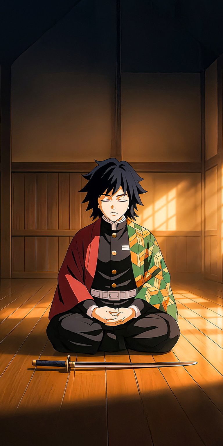 Giyu Tomioka with a sword wallpaper iPhone 4K