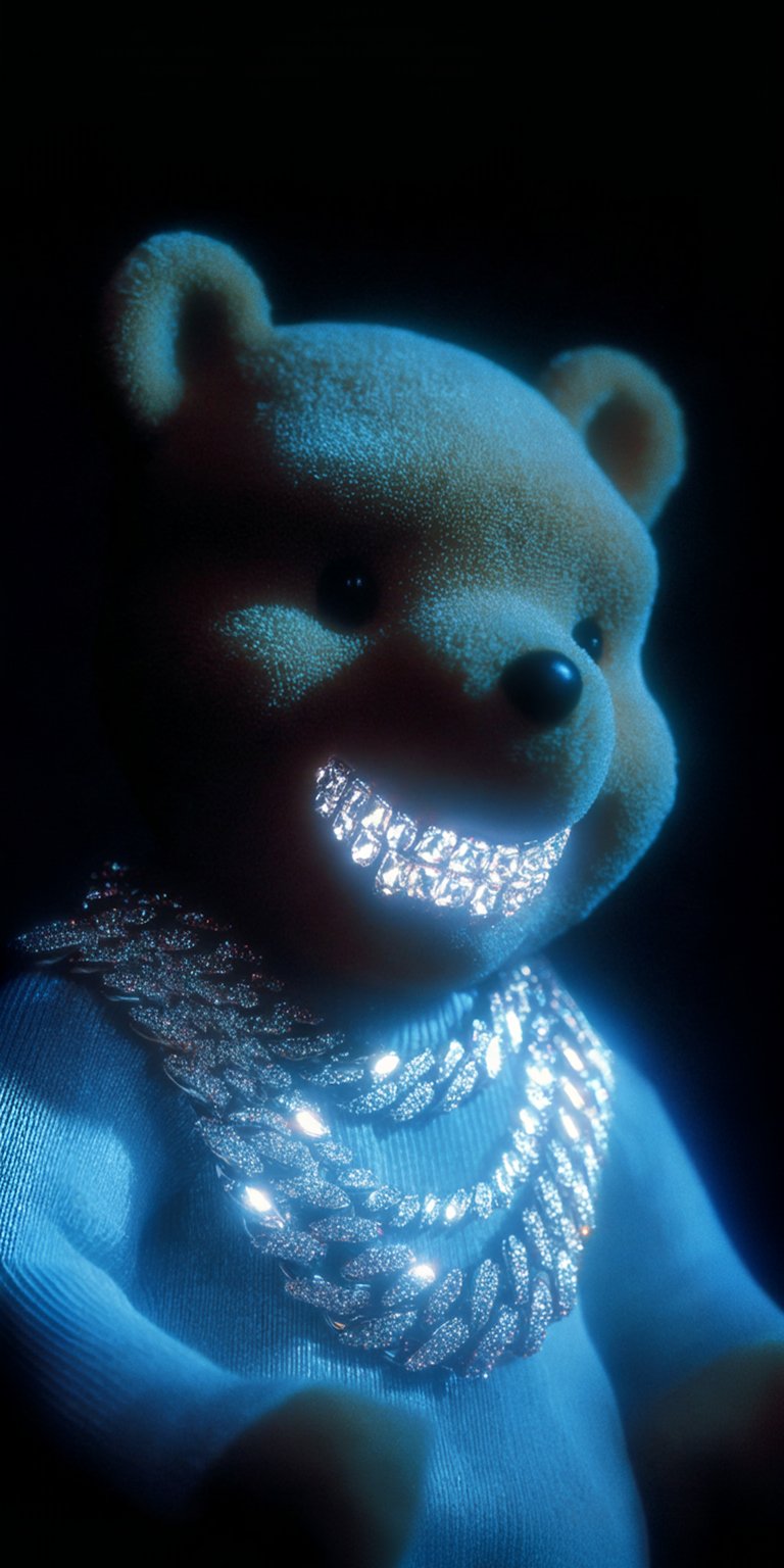 Winnie the Pooh with chains and grillz wallpaper iPhone HD