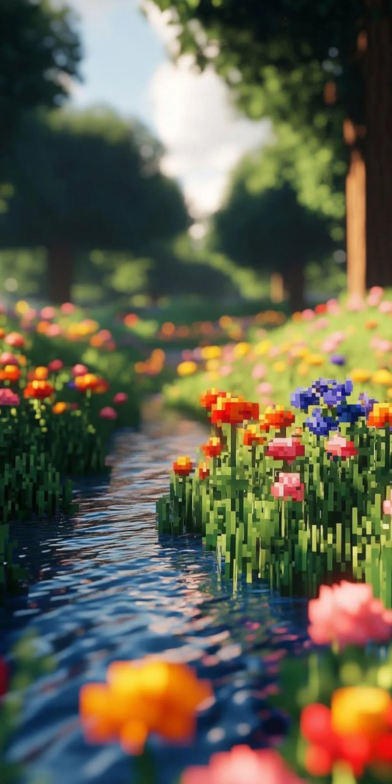 Minecraft tulips iPhone wallpaper 4K