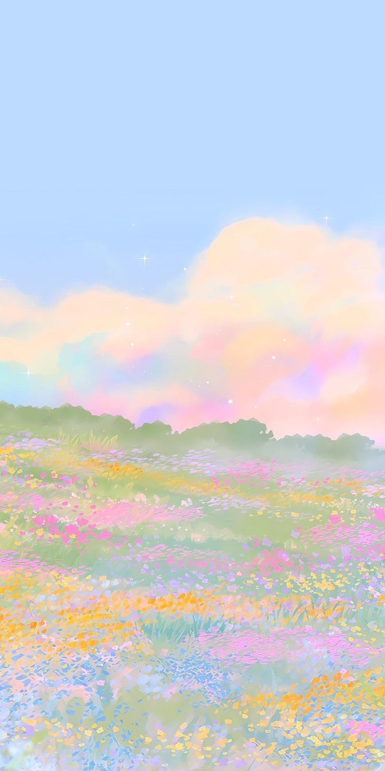 Flower garden painting wallpaper HD iPhone