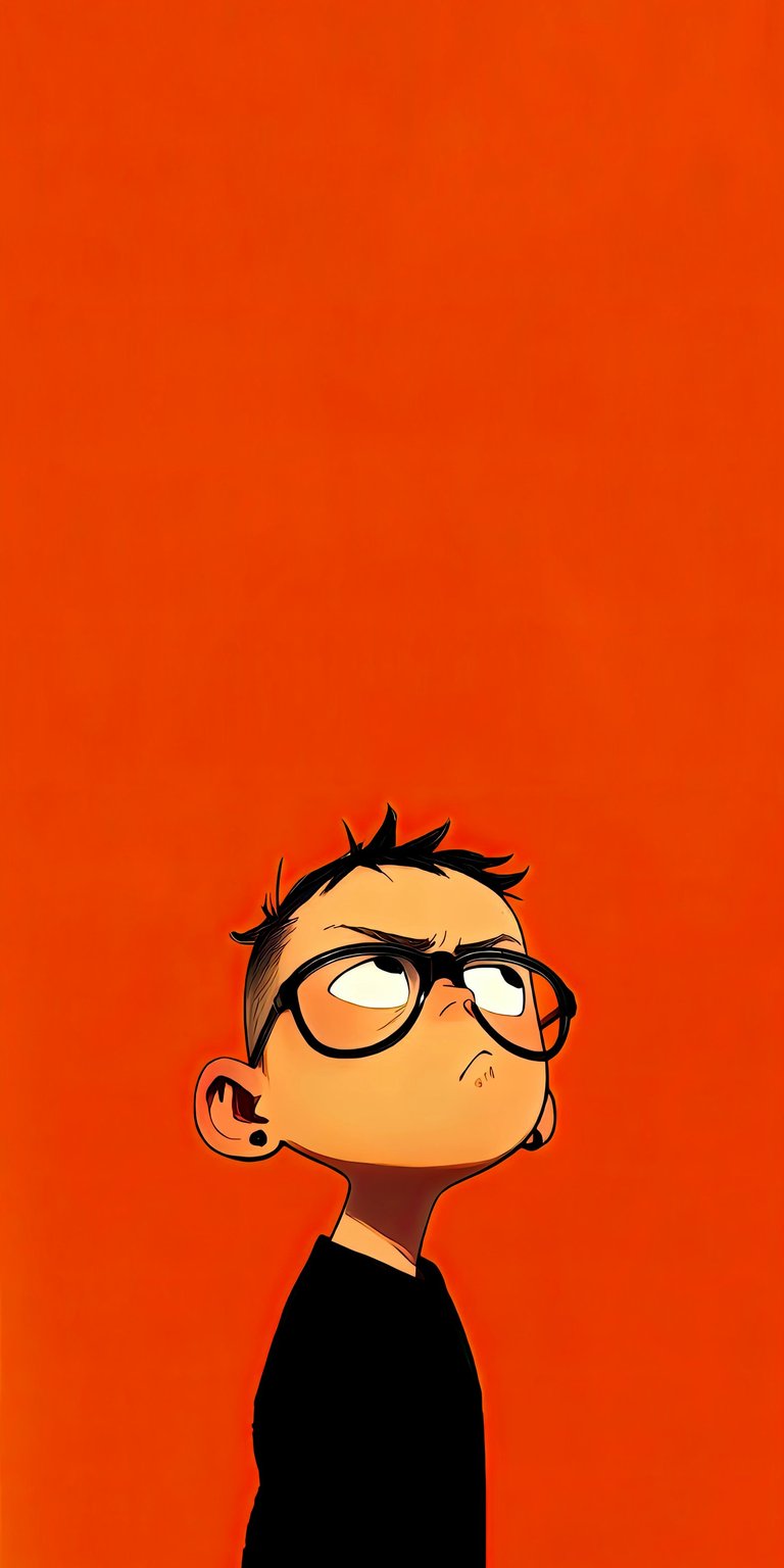 Little boy thinking orange background wallpaper