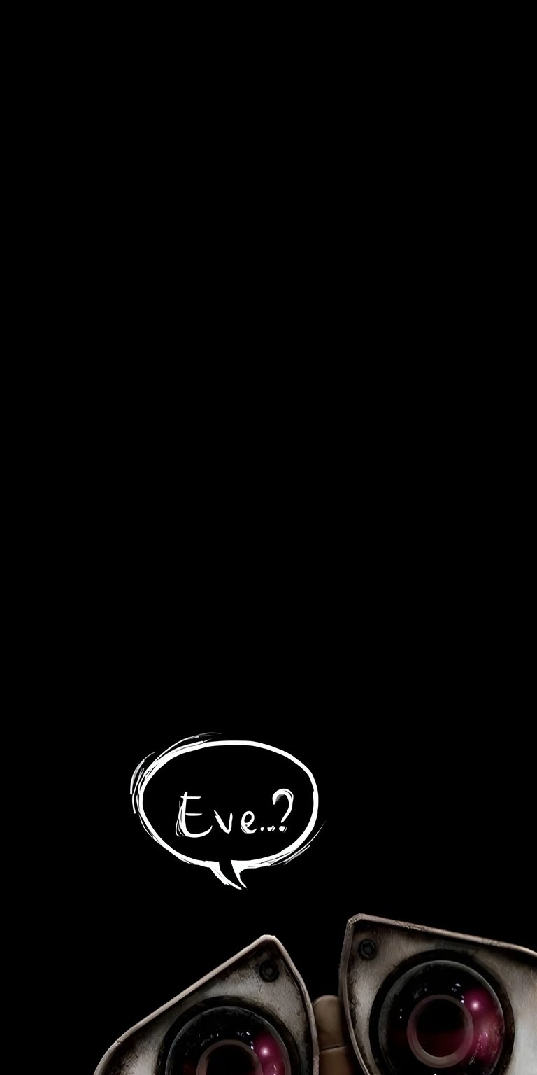 Get this Wall-E wallpaper in stunning 4K resolution for your iPhone! Featuring a speech bubble with "Eve..?" and the robot's expressive, red-tinted eyes, this wallpaper offers a minimalist yet captivating design.