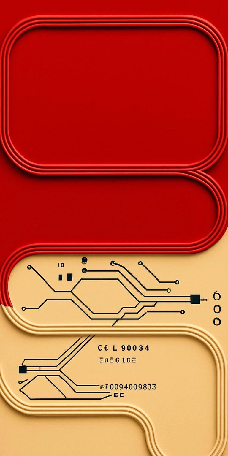 Download this iPhone wallpaper modern, red mobile wallpaper featuring a circuit board design in silver/white lines