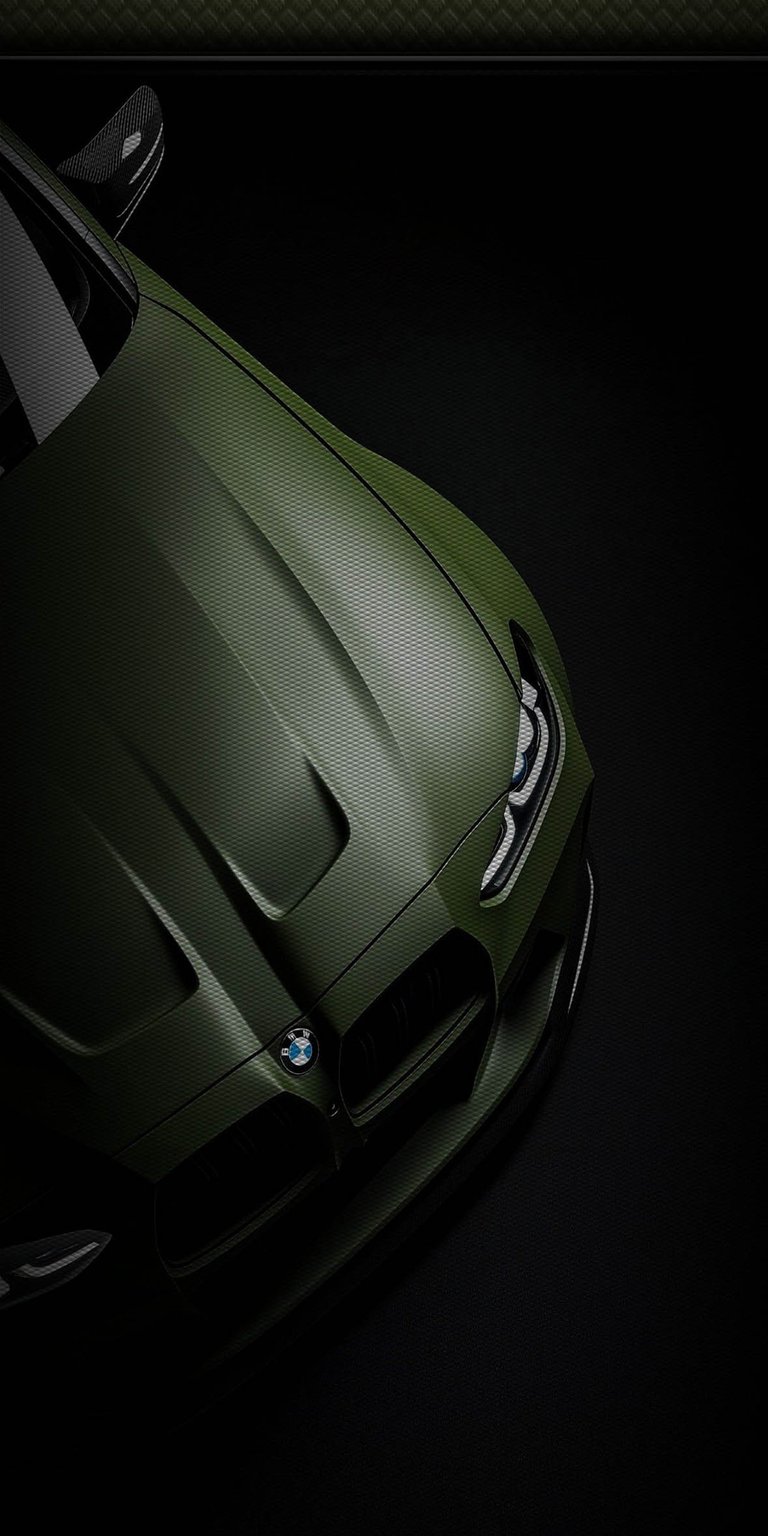 BMW sports car wallpaper designed in an aesthetic wallpapers style for iPhone, showcasing a cinematic automotive close-up. This wallpaper features deep black shadows, dark green tones, and dramatic lighting, creating a bold and premium wallpaper look.