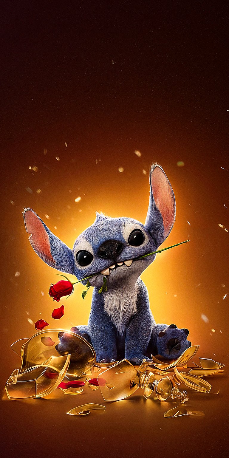 Stitch beauty and the beast theme wallpaper iPhone 4K
