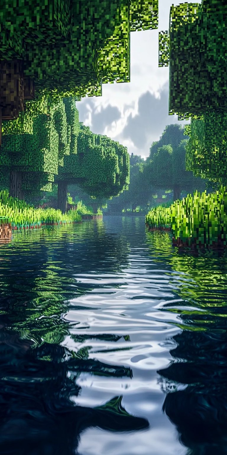 Minecraft river iPhone wallpaper 4K