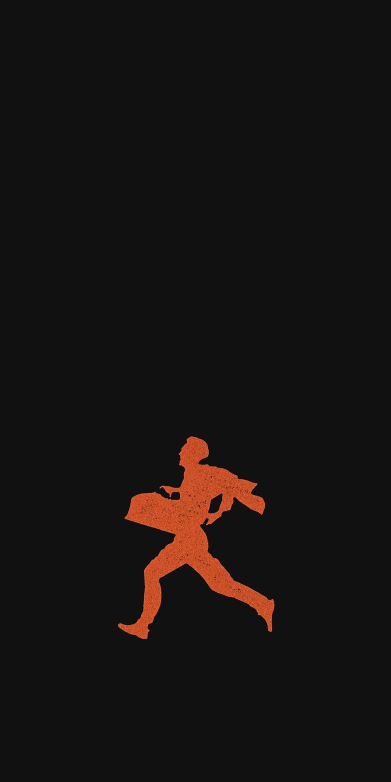 Get this high-quality Saul Goodman wallpaper for your iPhone, featuring a vibrant orange silhouette against a stark black background. This 4K wallpaper showcases Saul in mid-stride with a briefcase, evoking a sense of urgency and determination.