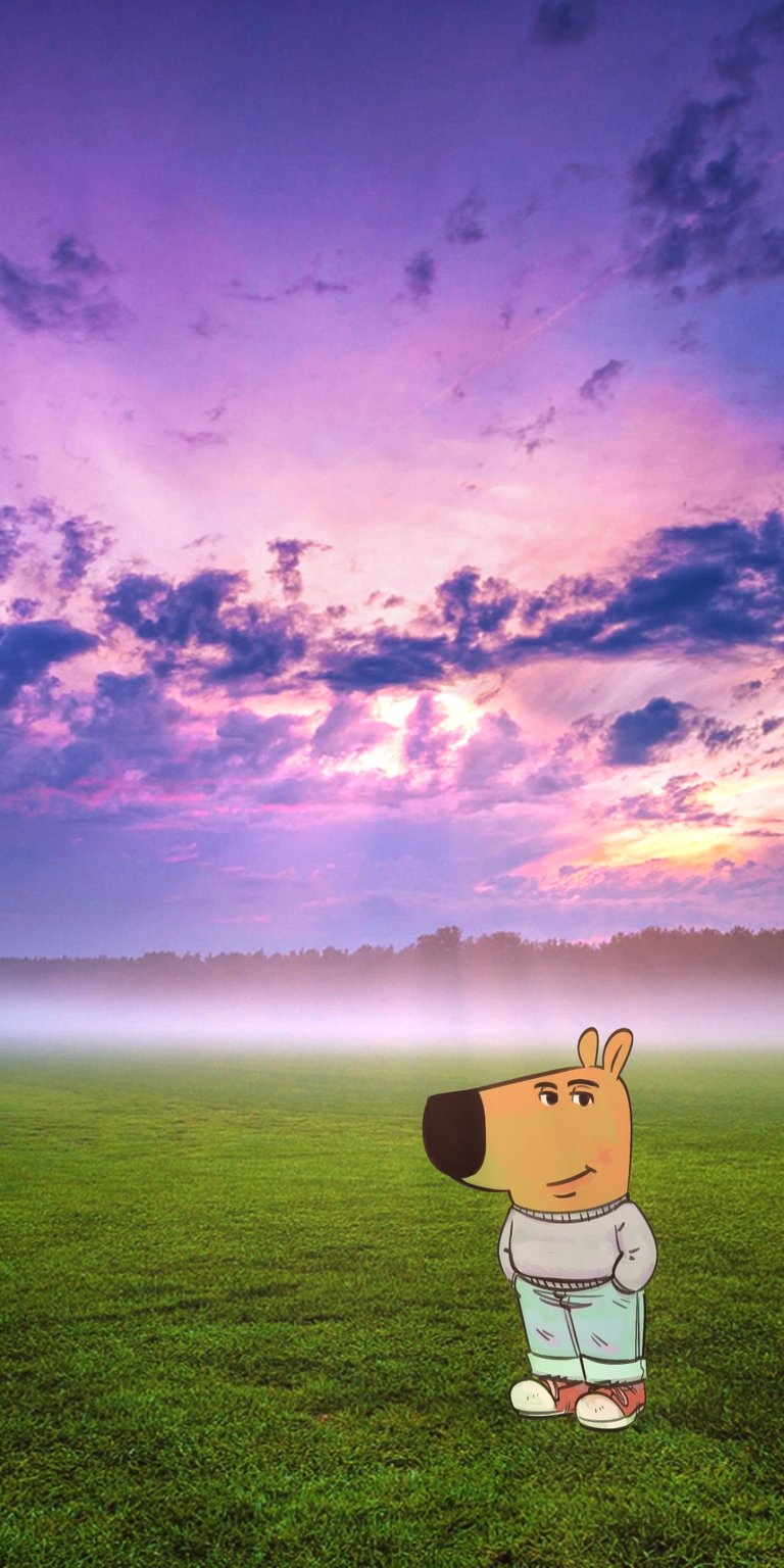 Chill Guy in a grass smokey area wallpaper