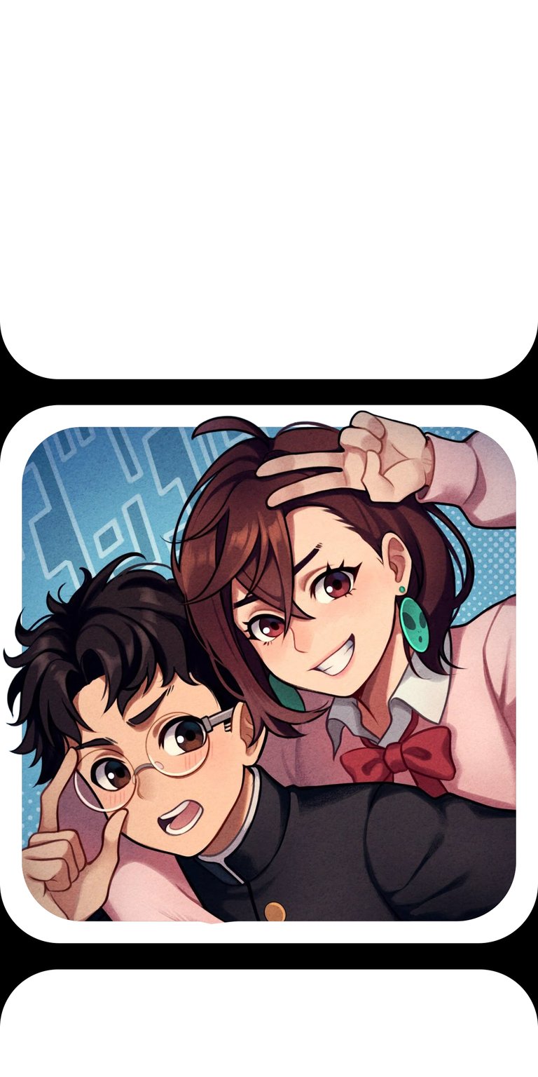 This Aesthetic wallpapers selection features Ryunosuke Naruhodo and Susato Mikotoba from the Great Ace Attorney series in a playful school-style portrait for iPhone. The wallpaper captures a warm, nostalgic mood with clean anime line art and vibrant blue tones.